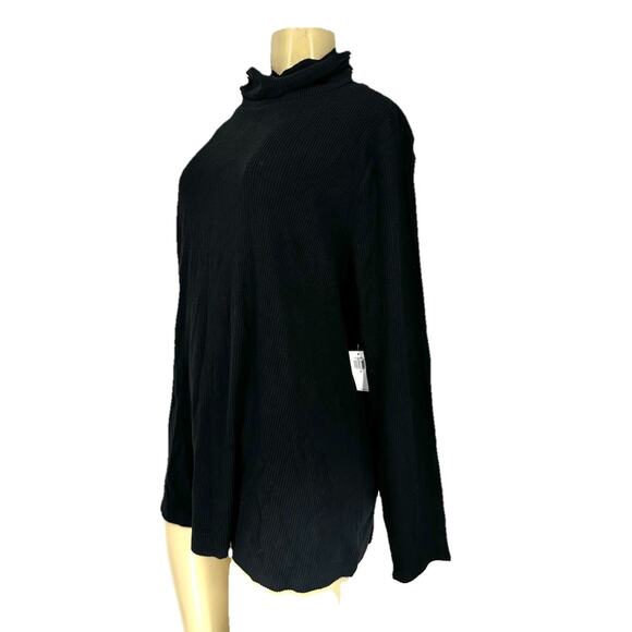 NEW Old Navy Plus Size 3X Women Black Ribbed Plush Tee Long Sleeve 34-14 - Picture 2 of 11